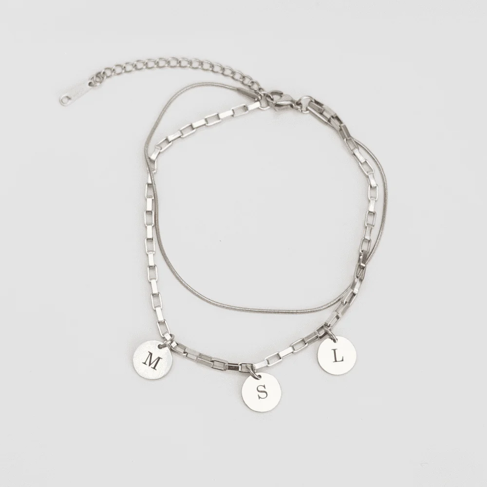 Anklet: Initials Double Layer Chain - Image 4